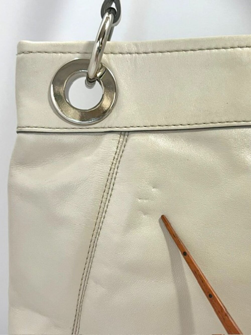 Coach Y2K Ashley Hippie Pearl White Leather Shoulder Bag F17605 chunky hardware - Picture 4 of 16